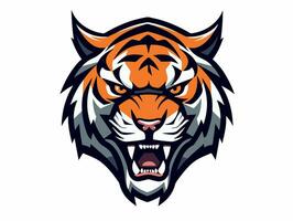 Angry tiger esport logo vector illustration with isolated background