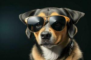 Dog wearing sunglasess. AI Generative Pro Photo