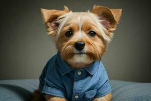 Cute dog wearing shirt. AI Generative Pro Photo