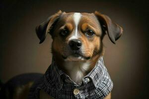 Cute dog wearing shirt. AI Generative Pro Photo