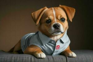 linda perro vistiendo camisa. ai generativo Pro foto