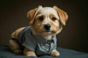 Cute dog wearing shirt. AI Generative Pro Photo