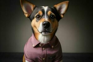 Cute dog wearing shirt. AI Generative Pro Photo