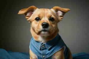 Cute dog wearing shirt. AI Generative Pro Photo