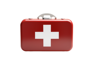 3d red first aid case icon on a transparent background,AI Generative png