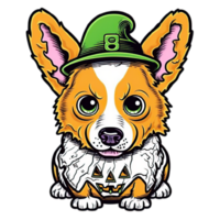 corgi cane indossare un' cappello e verde cappello, ai generativo png
