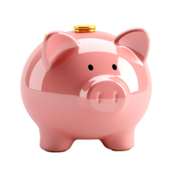 pink piggy bank with gold coin on it,AI Generative png