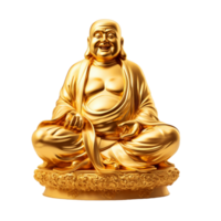 dourado Buda estátua em transparente plano de fundo,ai generativo png