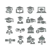 University and student vector icon set. Fee and education cost icons.