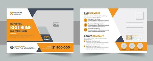 Corporate real estate postcard template design in vector, Real Estate Postcard Vector Template , Modern or Elegant eddm Postcard Template For Home Sale