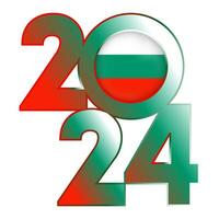 Happy New Year 2024 banner with Bulgaria flag inside. Vector illustration.