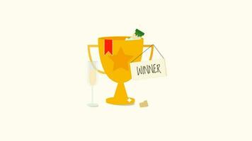 Winner cup award cup with champaign animation, no background video