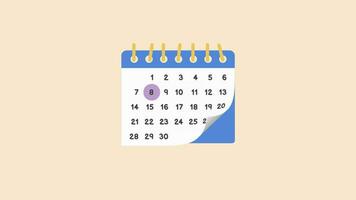 Calendar animation with alpha channel no background. Planning, scheduling concept animation. video