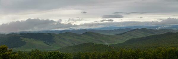 Aerial view of the Orkhon Valley in central Mongolia photo