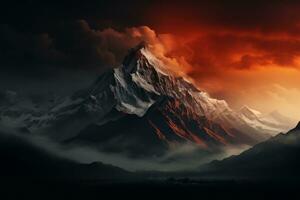 Red sky with the smokes photo