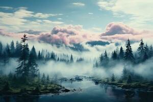 fog over the mountains photo