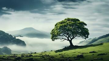 landscape with trees and clouds photo