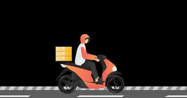 un mensajero entrega un paquete en un scooter video