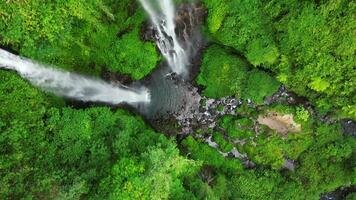 antenn topp ner se av sekumpul vattenfall i bali video