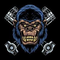 Gorilla Biker with motorbike attributes 2 vector