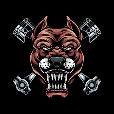 Bulldog biker with a helmet illustration