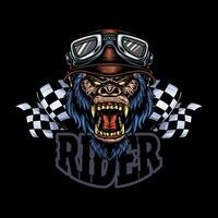 Gorilla Biker with motorbike attributes 1 vector