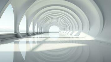 futuristic white tunnel with the sun's shadow photo