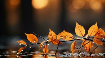 Autumn leaves in the water photo
