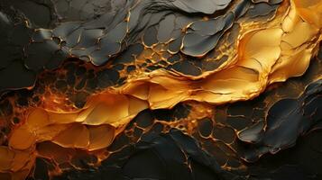 Abstract black and orange paint splash for desktop wallpaper, Generative AI photo
