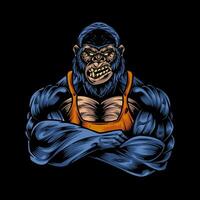 Gorilla fitness cartoon logo 1 vector