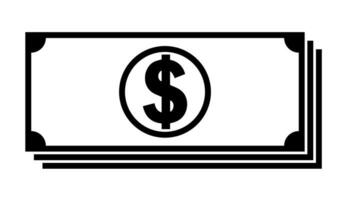 Stack of dollars money icon. Cash, currency, bank symbol. Flat black white design vector