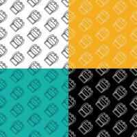 set of seamless patterns with school backpack icon. September 1, beginning of school. Ornament for decoration and printing on fabric. Design element. Vector