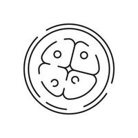 Bacteria, probiotic and virus line icon. Microbe, germ, cell, caviar, petri dish, immune system, medical pills or laboratory flask and more. vector