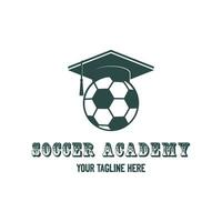 Graduate Toga Hat with Soccer Football for Sport Course Education School Academy Club Logo Design vector