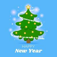 Vector illustration. Happy New Year card and Christmas tree. Festive template for poster, banner, greeting card, invitation for New Year and Christmas.