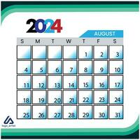 2024 calender for month august vector