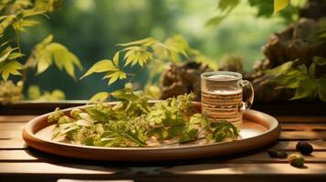 spa still life with bottle of oil photo