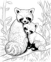 rojo panda colorante página ilustraciones y vectores