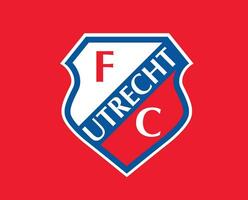 Utrecht Club Symbol Logo Netherlands Eredivisie League Football Abstract Design Vector Illustration With Red Background