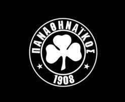 Panathinaikos Athen Club Logo Symbol White Greece League Football Abstract Design Vector Illustration With Black Background