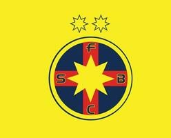 Steaua Bucarest Club Symbol Logo Romania League Football Abstract Design Vector Illustration With Yellow Background