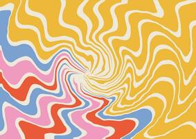 Abstract vector background with trippy marbling ebru texture like in retro design aesthetics of the 1970s. Concentric Groovy Waves Psychedelic Curved Background in Hippie Retro Style.