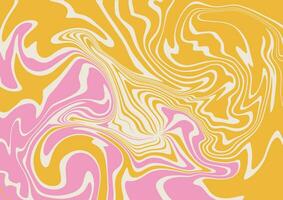 Abstract retro groovy background with colorful fluid ink and paint stains. Marbling ebru psychedelic texture. Vector horizontal backdrop