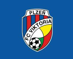 FC Viktoria Plzen Club Logo Symbol Czech Republic League Football Abstract Design Vector Illustration With Blue Background