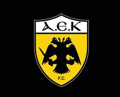 AEK Athenes Club Logo Symbol Greece League Football Abstract Design Vector Illustration With Black Background