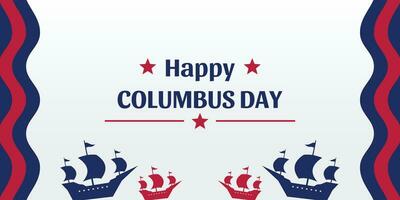 Columbus Day celebration background with ship silhouette icon and free copy space area. american flag color design, vector for banner, greeting card, poster, web, social media.