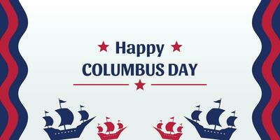 Columbus Day celebration background with ship silhouette icon and free copy space area. american flag color design, vector for banner, greeting card, poster, web, social media.