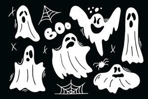 ghosts. Halloween animal. Vector Hand Drawn. Line art. Sketch Illustration. Ghost. For seasonal design, textile, decoration kids playroom or greeting card. Hand drawn prints and doodle.