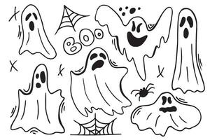 ghosts. Halloween animal. Vector Hand Drawn. Line art. Sketch Illustration. Ghost. For seasonal design, textile, decoration kids playroom or greeting card. Hand drawn prints and doodle.