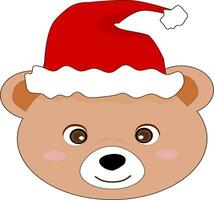 Cute bear wear santa hat cartoon. Vector illustration.